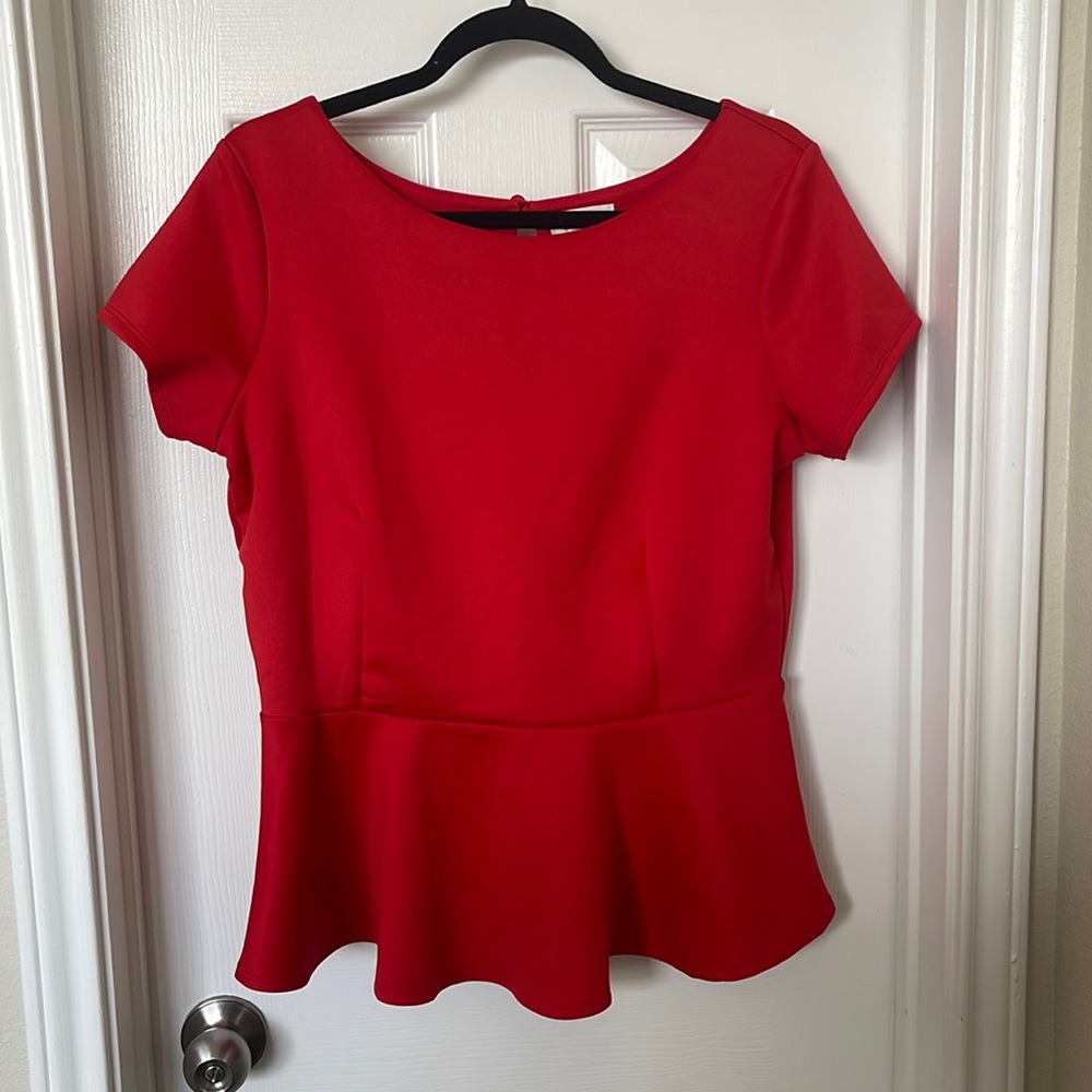 Bisou Bisou Red Peplum Top